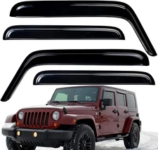 New Window Visors Deflector Rain Guard fits 2007-2017 Jeep Wrangler JK 4-Door