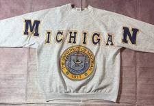Vintage University of Michigan Wolverines Graphic Crewneck Sweatshirt Adult XL