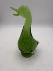 Vintage Murano Style Green Stained Glass Art Duck Goose Figurine Paperweight