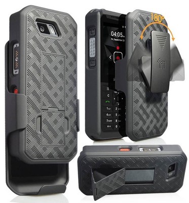 Black Case Kickstand Cover + Belt Clip Holster for Sonim XP5s Phone (XP5800)