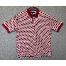Tommy Hilfiger Mens Chevron Stripe Polo Shirt Red White Blue Cotton Pique Large