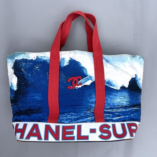 Chanel 2002 Canvas Chanel Wave Surf Collection XXL Shoulder Tote Bag Blue - Bild 9 von 18