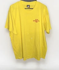 VTG Screen Stars Best T Shirt Adult XL Yellow Single Stitch USA Hy Vee Stained
