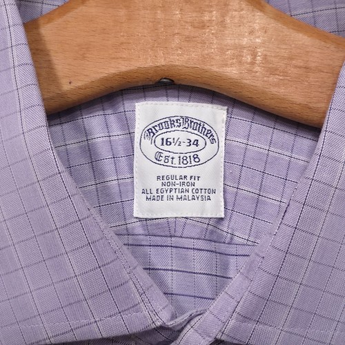 Brooks Brothers Men's Purple Check Long Sleeve Non-Iron Dress Shirt Size 16.5-34 - Picture 2 of 6