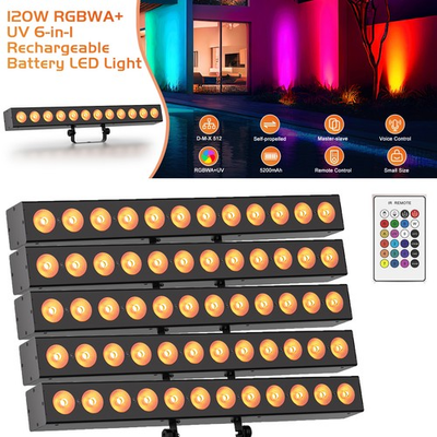 #ad 120W Rechargeable LED RGBWAUV Wall Washer Light Stage Lighting Bar with Remote $153.44
