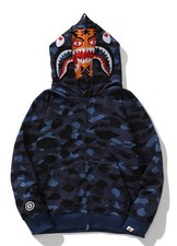 BAPE - Felpa con cappuccio doppia zip intera testa di squalo tigre - Taglia XL
