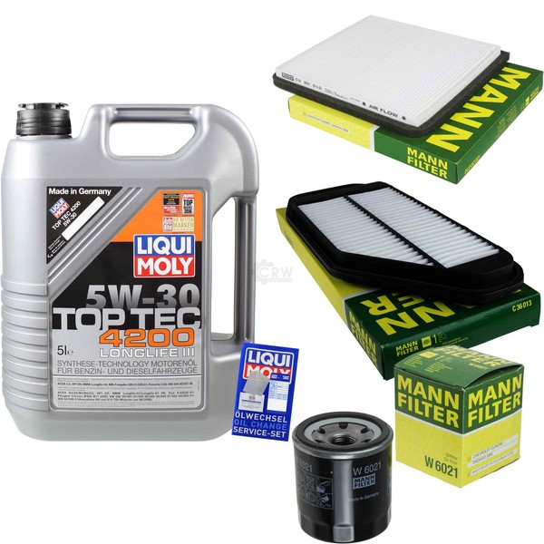 Mann Inspektionspaket 5L Liqui Moly Top Tec 5W-30 FüR Chevrolet Spark 1.0 1.2-image