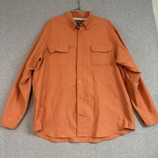 Duluth trading company button up shirt mens XL Orange convertible sleeve hiking