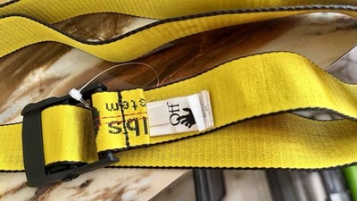 OFF-WHITE Men Yellow Industrial Logo Buckle Woven Belt One  display picture 2