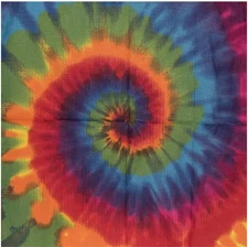 Carolina Manuf Rainbow Tie-Dye Bandana - Vibrant USA-Made 22"x22" Style