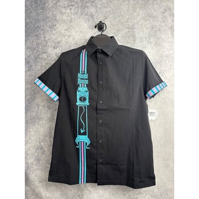 Disney Black Glow in the Dark Camp Button Down Haunted Mansion Shirt Small NWT
