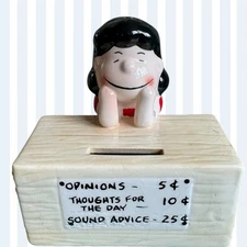 Vintage 1966 Willitts Design Charles Schulz Peanuts Lucy Ceramic Bank