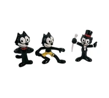 Lot of 3 Felix the Cat PVC Figures by Applause 1989 Bow Tie Top Hat Shorts 2"