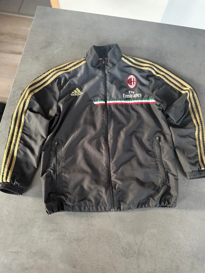 AC Milan Adidas Trainingsanzug Schwarz Gold Vintage Y2K Größe L 42/44 Top Zustan - Bild 3 von 4