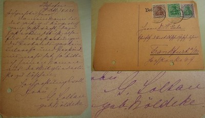 PK ILSHOFEN 1922:  Gertrud SOLTAU, geb. NÖLDEKE (1867-1942)   Harry GERBER (FFM)