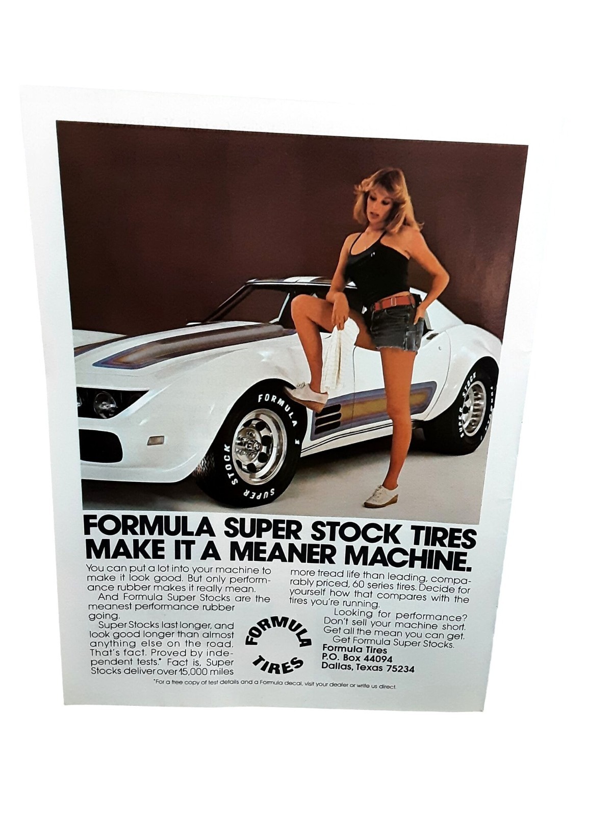 1976 Corvette C3 Formula Super Stock Tires Print Ad Woman Model | eBay