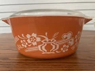 Vintage Pyrex Promo Dynasty Rose Casserole Orange Ish with Lid 1978 475-B 2.5 qt
