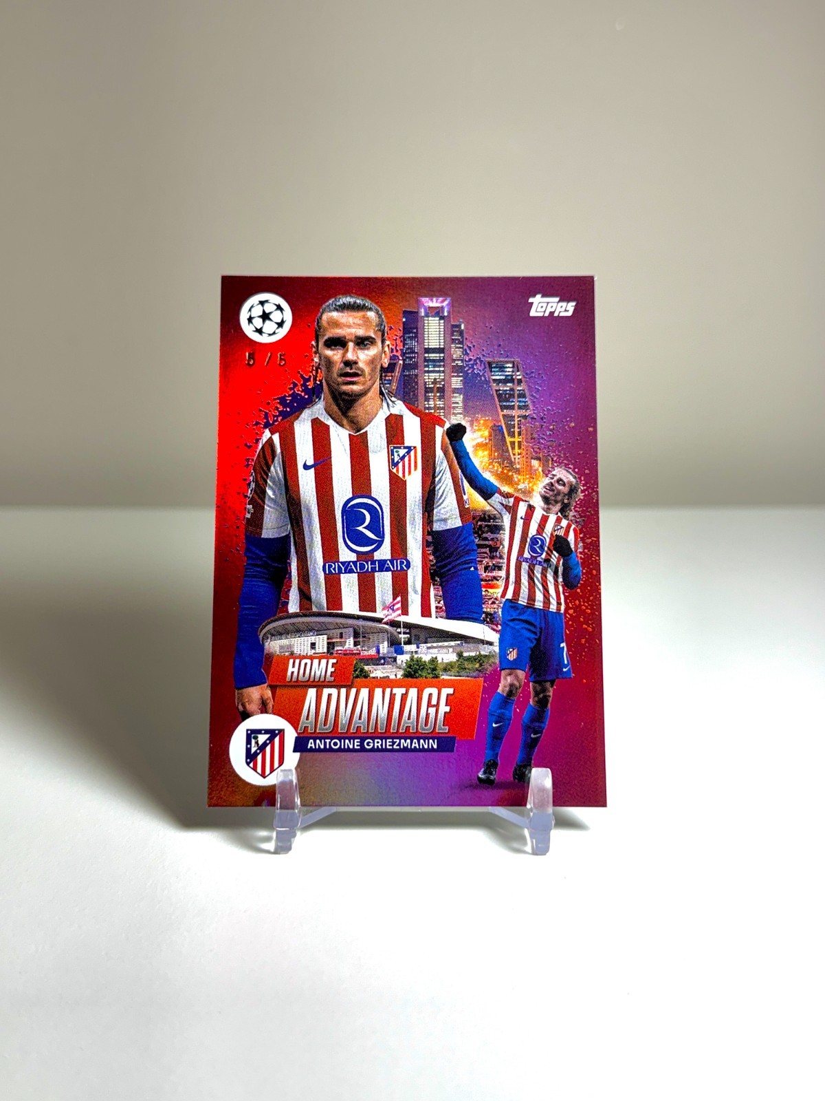 Antoine Griezmann #HP-7 Soccer Cards 2025 Topps UEFA Home Pitch Advantage trading card — raw and PSA graded price guide