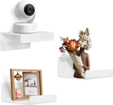 3 Pack Acrylic Small Shelf for Wall Storage,4'' Mini Adhesive Shelf for Living R