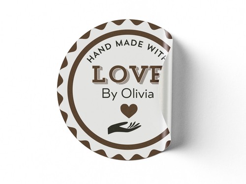 Handmade With Love Stickers Made Wiht Love Thank You Packaging Sticker With Name - Picture 6 of 13