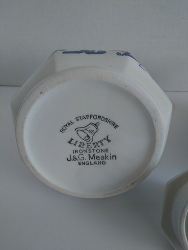 J & G Meakin Royal Staffordshire Ironstone Liberty Creamer & Sugar Bowl Set Blue - Picture 9 of 12