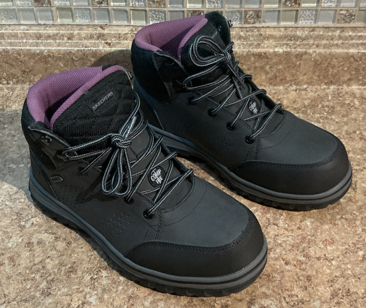 Skechers Work Mccoll Comp Toe SR Work Boots, Women's Size Black Purple