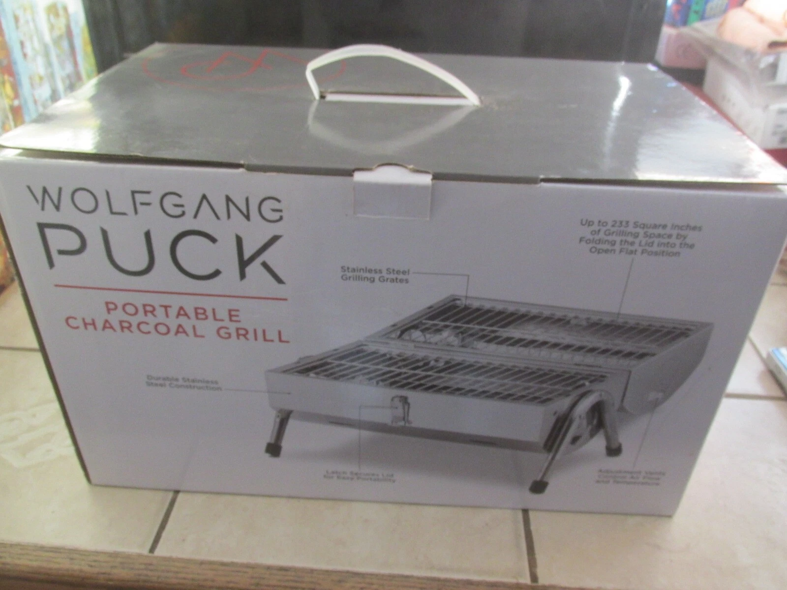 Wolfgang Puck Stainless Steel Lightweight Portable Outdoor Charcoal Grill New