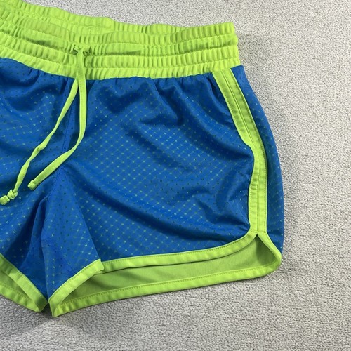 Xersion Athletic Running/Workout Shorts Women Medium Neon Blue/Green Breathable  - Picture 2 of 16