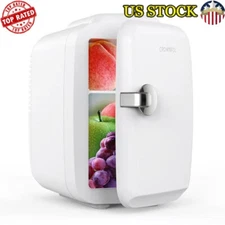 Portable Mini Fridge 4 L Cooler Warmer Food Drinks Snacks Skincare Bedroom White