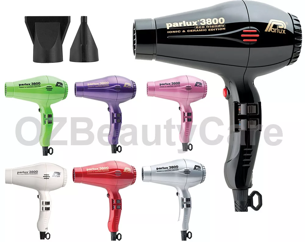 Parlux 3800 Ionic+Ceramic Professional Hair Dryer + 2 Nozzles - Selected  Colours