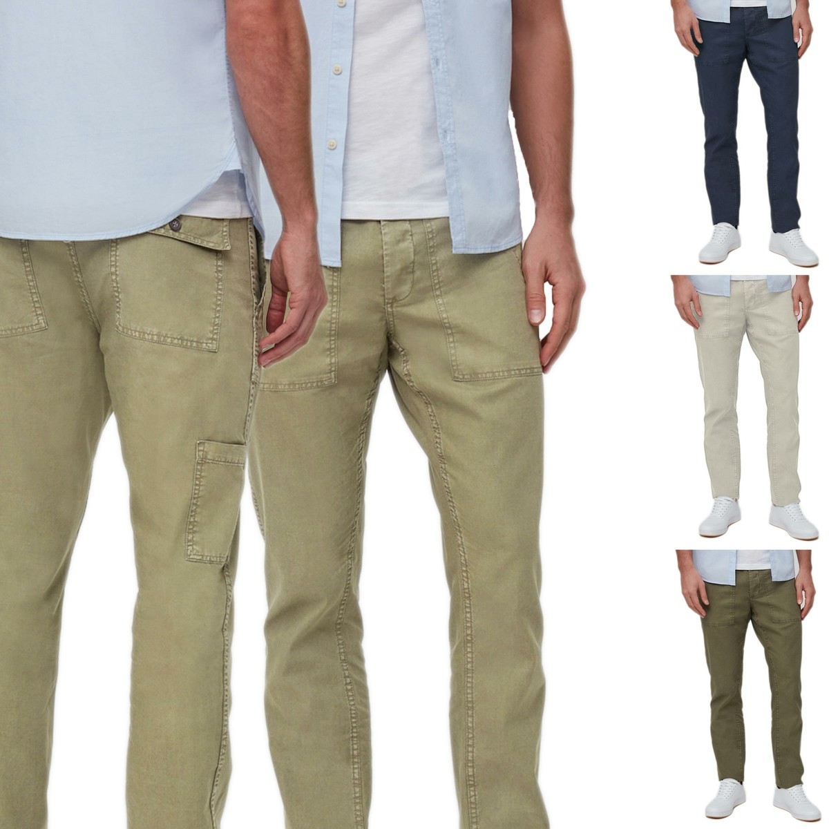 Jeans Chino PTO5 En Lin Et Coton - Slim Fit Bleu Délavé, Taille W34 L35, Neuf Avec étiquettes