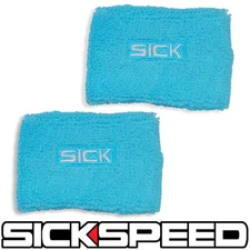 2 LIGHT BLUE ENGINE BAY RESERVOIR TANK COVER DRESS UP KIT FOR BRAKE/OIL P11