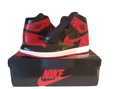 Nike Air Jordan 1 High Patent Bred Red Black 46