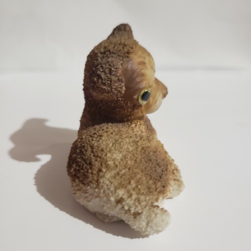 Vtg Dog Figurine Porcelain Yellow Glass Eyes Textured Brown Made in Japan - Picture 5 of 11