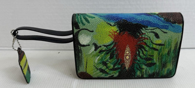 Roje Wristlet Python Snakeskin Exotic Leather Clutch Bag Tassel Strap