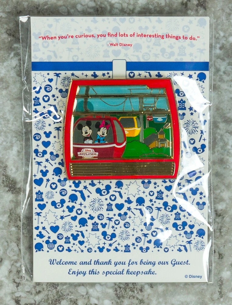 Authentic Disney Mickey Minnie Skyliner Gondola Guest Pin Card RARE Retired