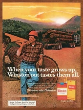 1980 Winston Cigarettes Vintage Print Ad/Poster Lumberjack Man Cave Bar Art 