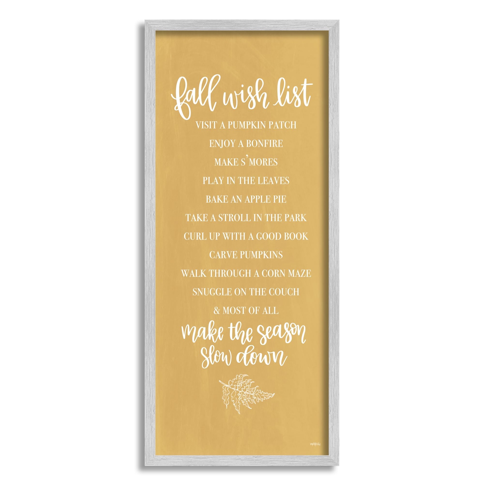 Tan Fall Wish List Gray Framed Giclee Art Design by Imperfect Dust