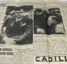 BABE RUTH 1929 WORLD SERIES GAME ONE 10/9/29 NEWSPAPER PUBLICATION A’s-3 CUBS-1