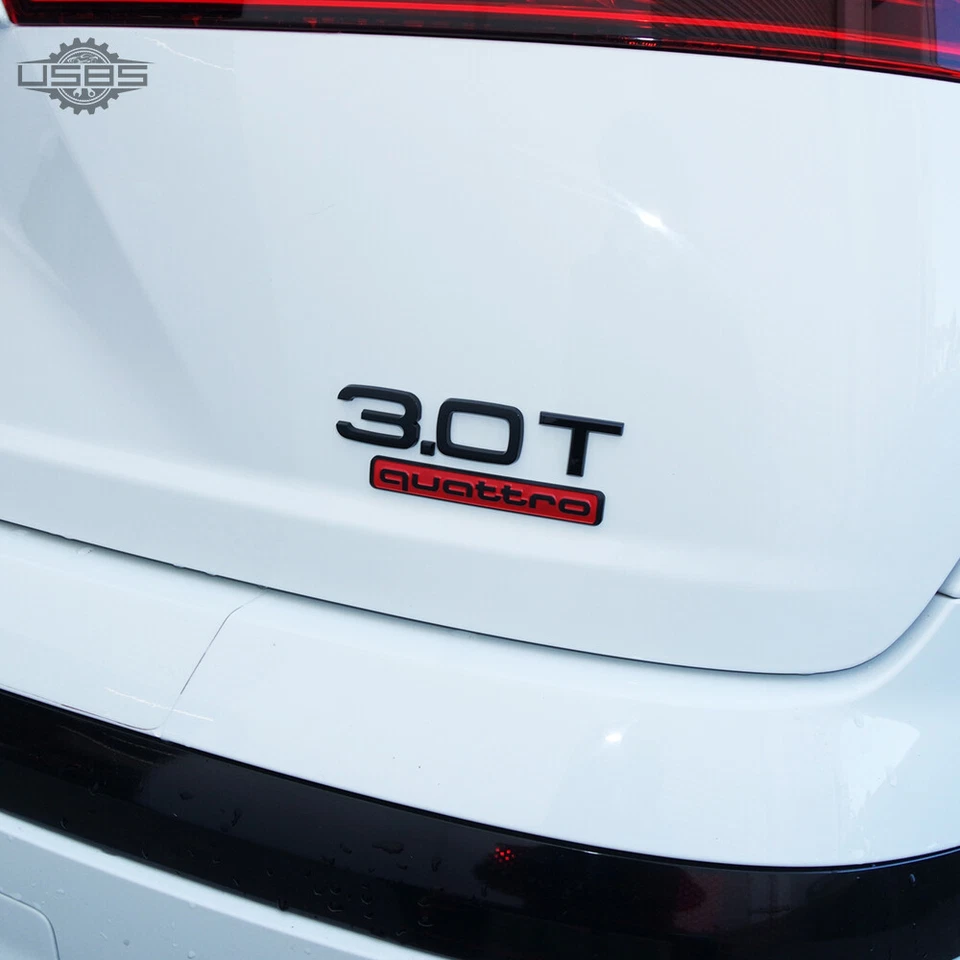 Placa de identificación Audi negra roja Quattro OEM ABS emblema puerta levadiza adhesivo logotipo tapa insignia Foto 4 de 4