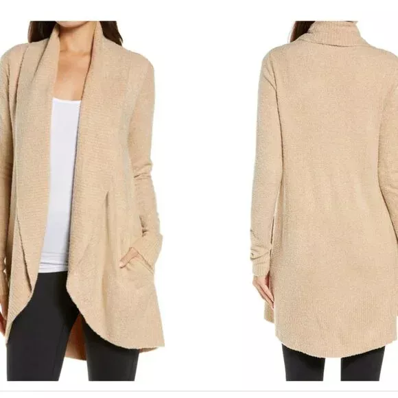 NEW Barefoot Dreams CozyChic Lite Circle Cardigan in camel Size