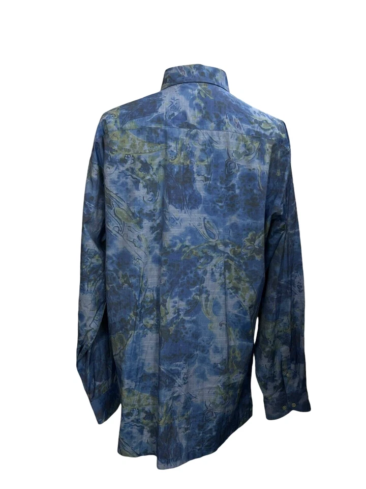 Camisa con botones COTTON REEL B&T para hombre 2XLT azul manga larga Foto 2 de 2