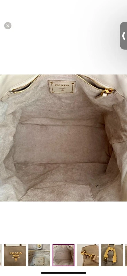 Prada Tote Saffiano Lux Medium Shoulder Bag Beige Leather Pre-owned - Image 4 of 4