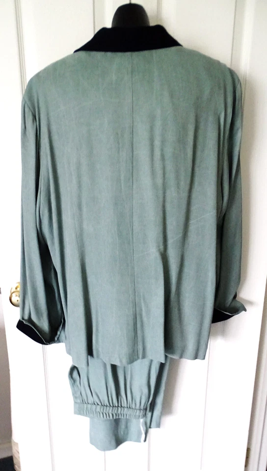 Брюки костюм John Roberts зеленый/черный вискоза/ацетат США большой размер 24 Вт - Изображение 3 из 4