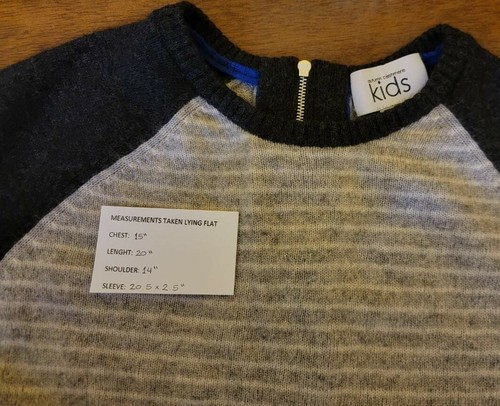 Autumn Cashmere Cardigan Sweater Girl's Sz 12 Black/Gray/Blue Striped Full-Zip - Picture 9 of 9