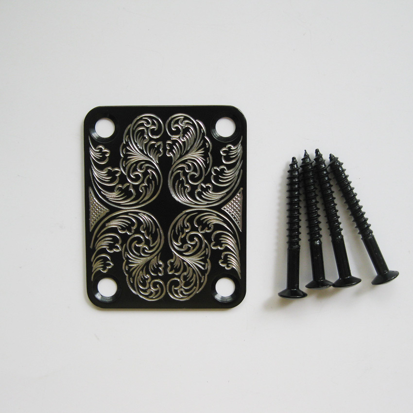 Hand engraved custom classical pattern metal neck plate fits electric
