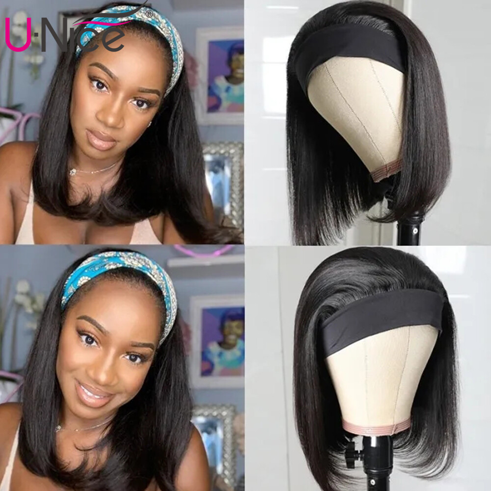 UNice Indian Headband Wig Bob Straight Human Hair Glueless  display picture 1