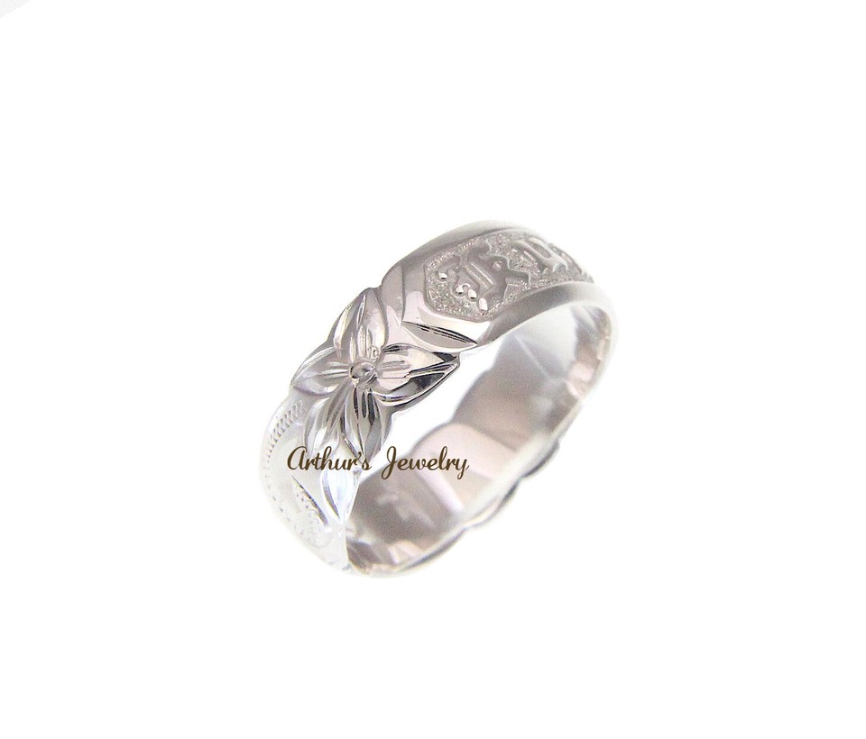 Anello Uomo Nero Argento Anello In Argento 925 Con Placca Hawaii - Foto 4