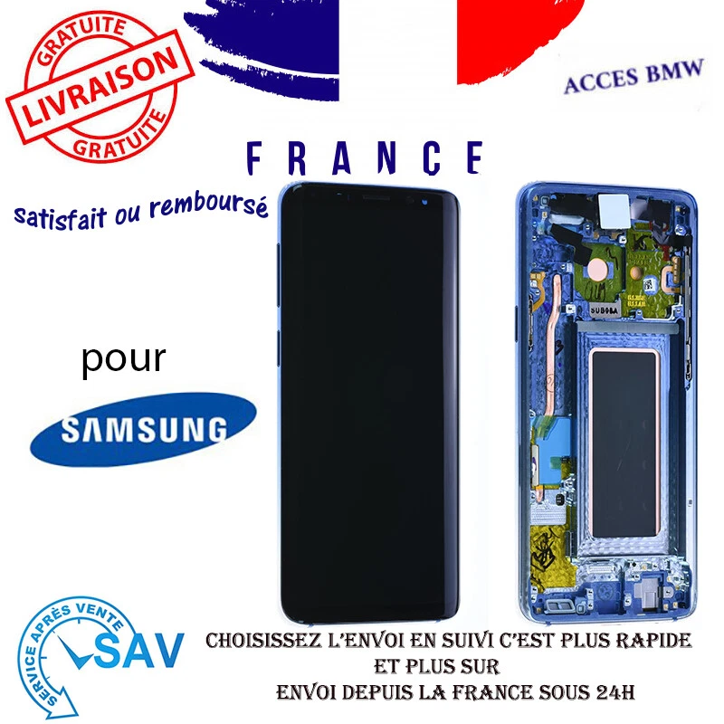 Originale Ecran LCD Complet Bleu Pour Samsung Galaxy S9 G960F Avec Châssis - Photo 1/1