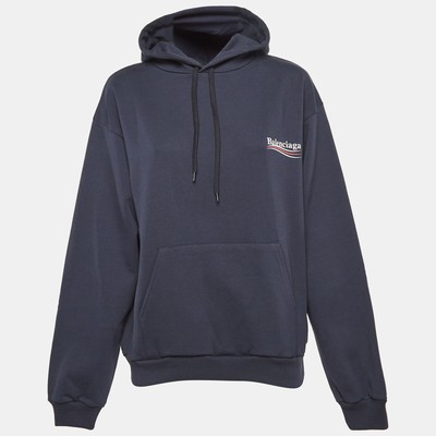 Balenciaga Navy Blue Political Campaign Print Cotton Oversized 